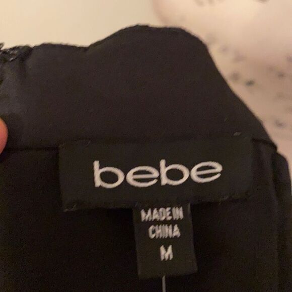 Bebe Black Lace Peplum Strapless Top Feminine Event Party Club Vegas NEW - Picture 11 of 11